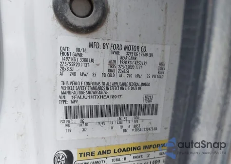 2017 Ford Expedition Xlt из США, поврежденный, VIN 1FMJU1HTXHEA18917